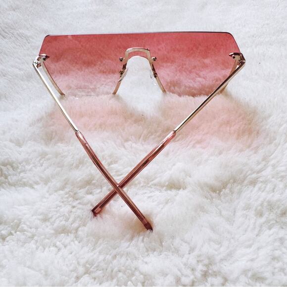 Kalia Pink Rimless Sleek Sunglasses - Picture 10 of 11